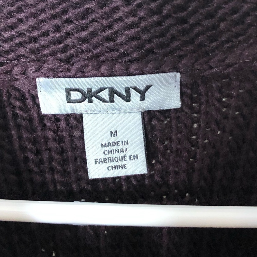 Dkny Wool Blend Split Neck Sweater Medium Purple … - image 4